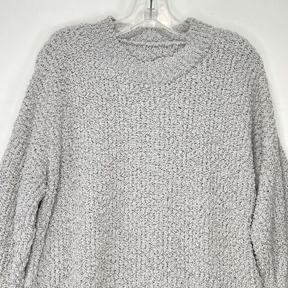 Women Sweater XL Cozy Knit Pullover Gray Crew Neck Chic - Picture 3 of 11